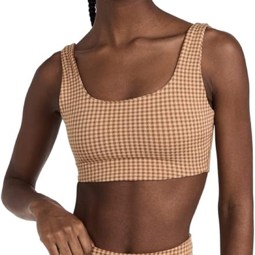 Brown Checkered Women's Crop Top/ Sports Bra